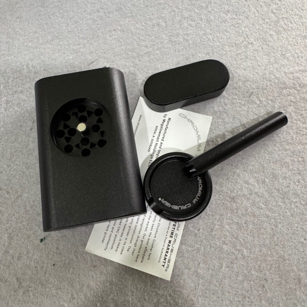 Chromium Crusher Herb Grinder Dugout Set Black CNC Aluminum Portable Kit